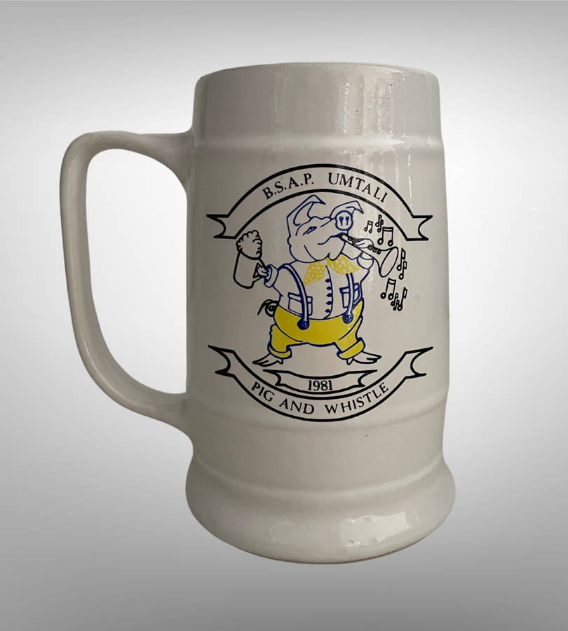 B.S.A.P. UMTALI 1981 Pig and Whistle Beermug  Vintage Commemorative Mug from Rhodesia
