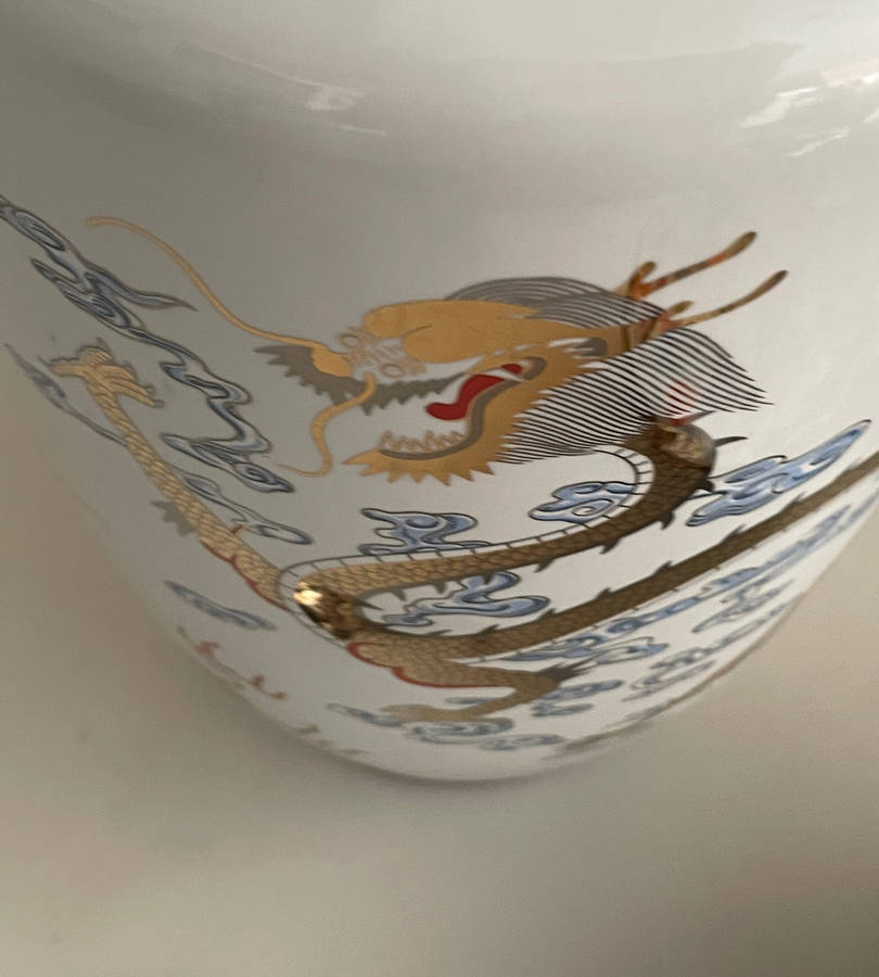 Huge 47cm Chinese Golden Dragon Porcelain Vase  5-Clawed Design