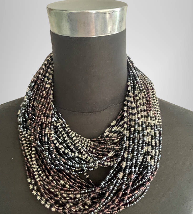 Original Abacus 35-Strand Traditional Zulu Hand-Beaded Necklace  412g  53cm
