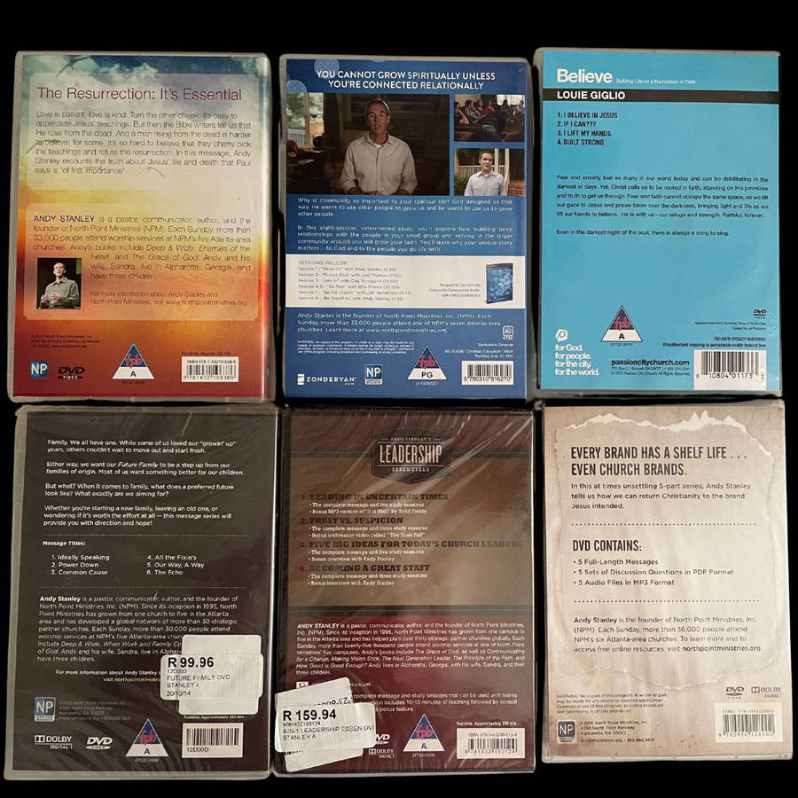 Lot of 20+ Christian Teaching DVDs  Andy Stanley, Louie Giglio, Angus Buchan, Francis Chan  Leader