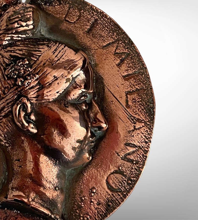 Rare 1828 bronze medallion by David dAngers  featuring Italian soprano Giuditta Pasta. Museum-wort