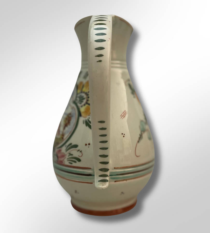 Delft Blue Hand-Painted Faience Polychrome Jug & Plate 2 piece Set  Signed, Made in Holland