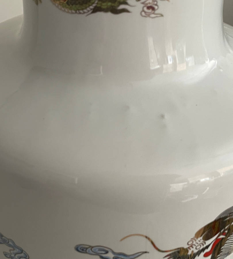 Huge 47cm Chinese Golden Dragon Porcelain Vase  5-Clawed Design