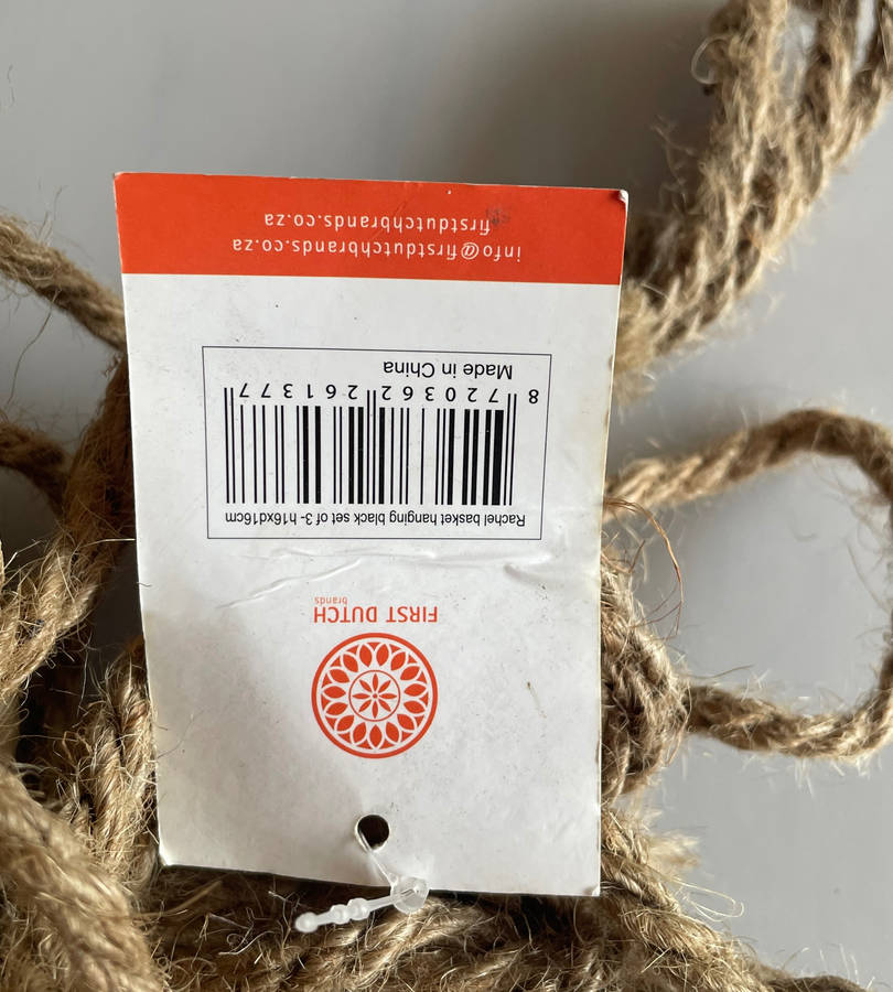 Rachel Hanging Basket Set - 9 Piece Hanging Planters (3 Sets of 3) - Natural with Black Accents