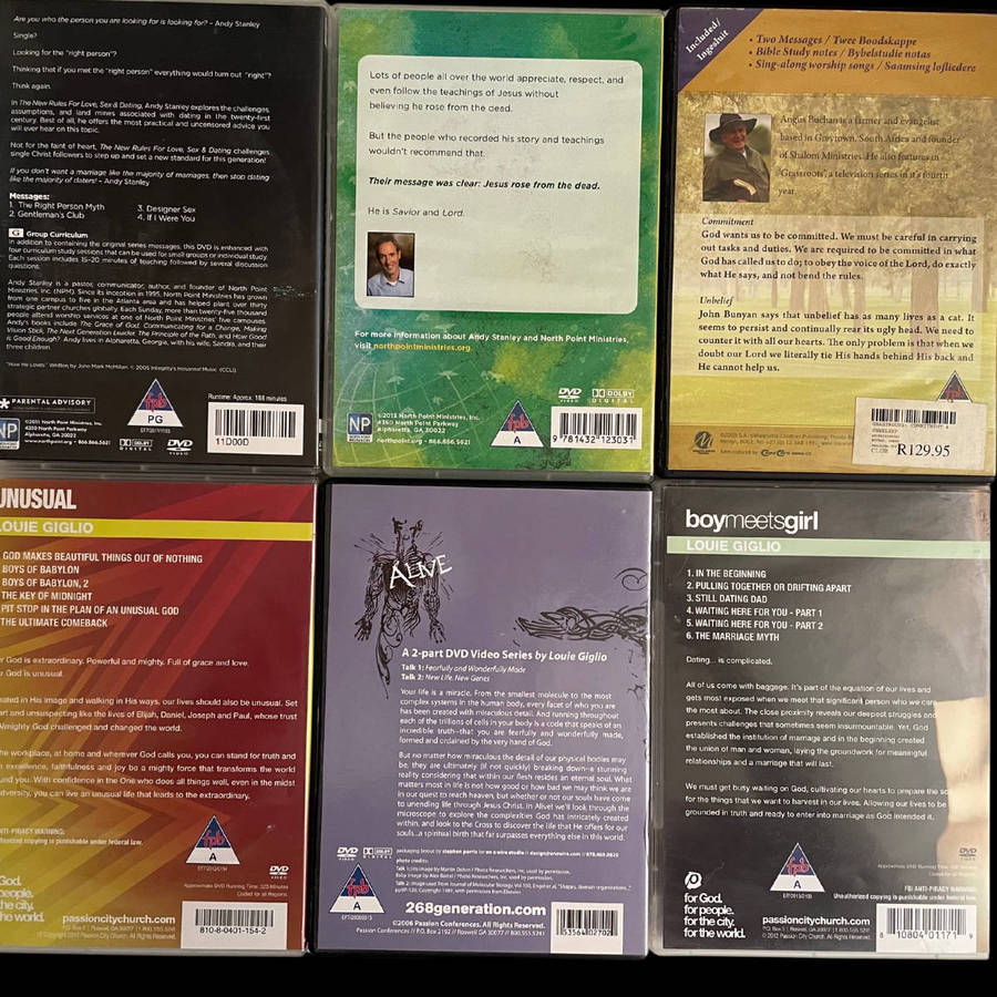 Lot of 20+ Christian Teaching DVDs  Andy Stanley, Louie Giglio, Angus Buchan, Francis Chan  Leader