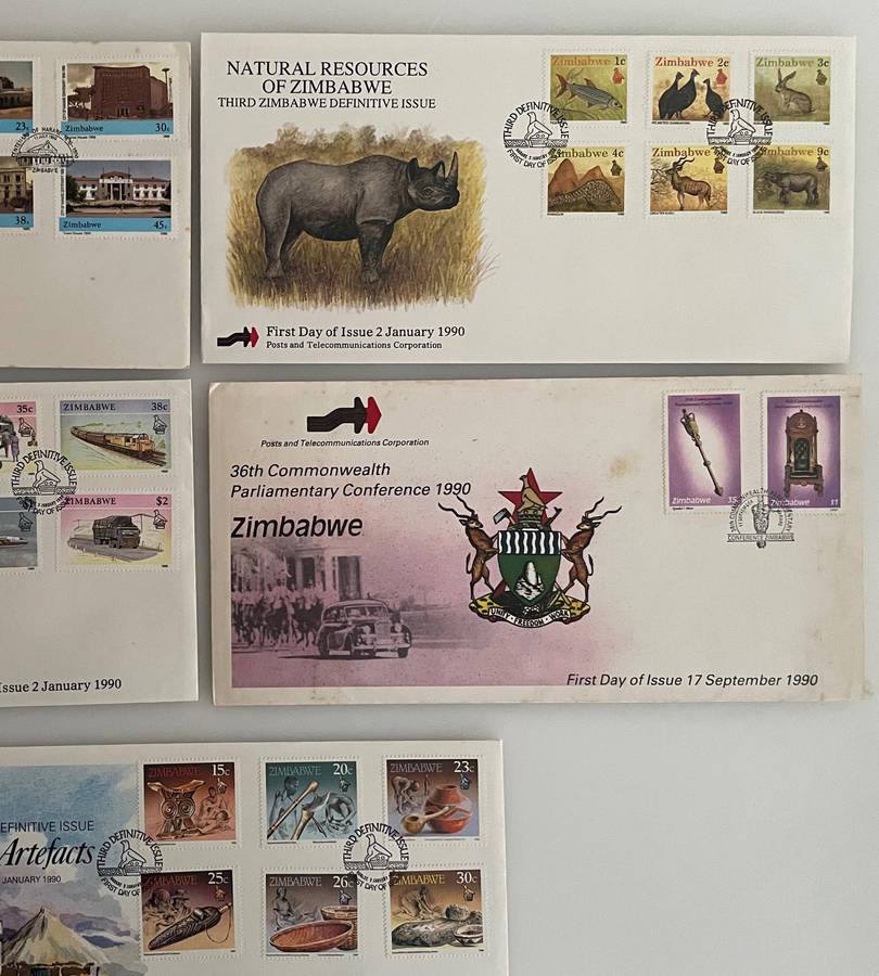 Zimbabwe FDC & Postcard Lot (19851990) | Motoring, Steam Safari, Technology, Womens Rights, Nation