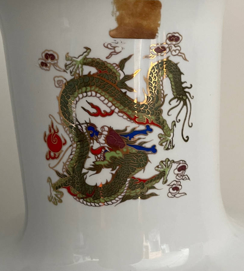 Huge 47cm Chinese Golden Dragon Porcelain Vase  5-Clawed Design