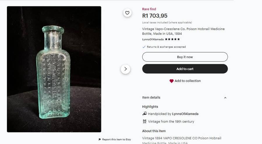 Vintage Glass Bottle Collection  Rare Vapo-Cresolene, Bovril, Amber Glass, Nasal Atomizer, and More