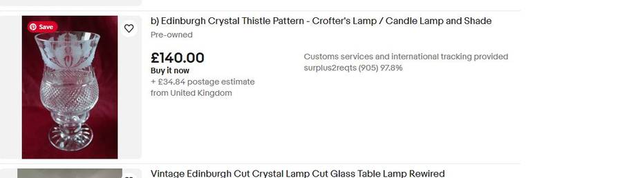 Edinburgh Crystal Hurricane Tea Light Lamp (Crofters Lamp)- Rare Find