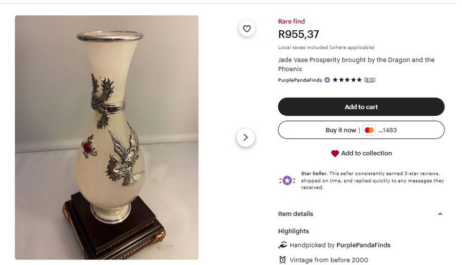 Exquisite Jade Vase - "Prosperity Brought by the Dragon and Phoenix" by Sunward Artware