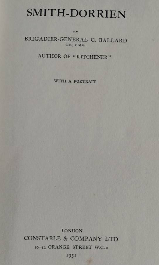 Smith-Dorrien (Ballard - 1931) - No dust jacket