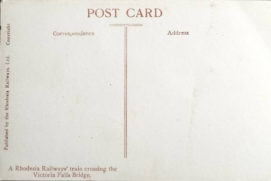 Antiques post card - A Rhodesian Railways loco crossing the Victoria Bridge