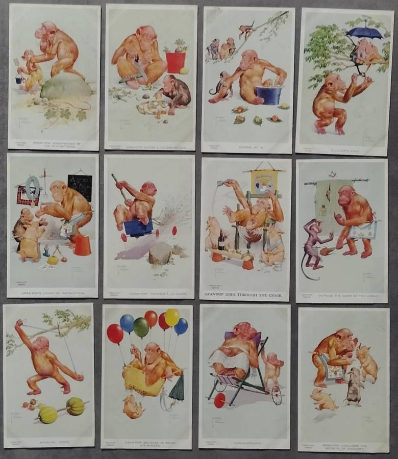 Unique postcard collection - Lawson Wood's "Gran-Pop" series (Valentine's Post Cards) x 80 cards
