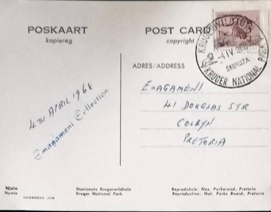 Vintage Kruger National Park Post Cards (x 4)