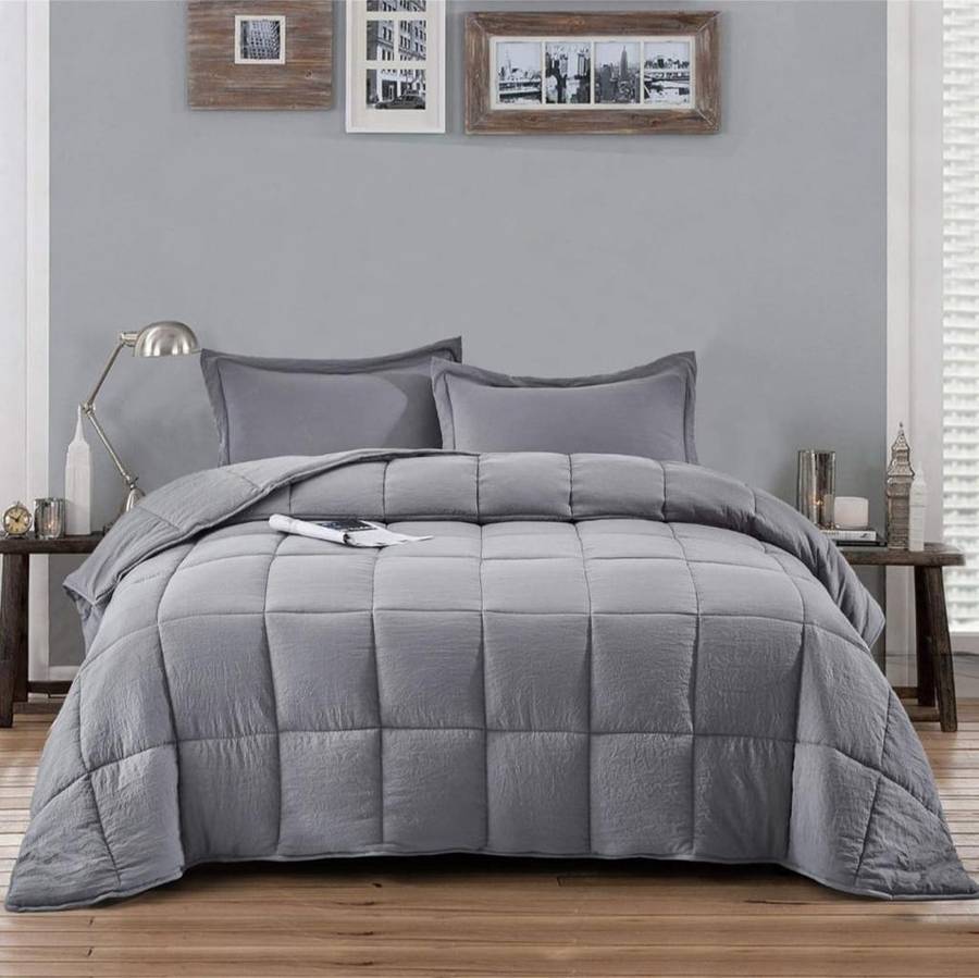 5pc Queen Comforter Set Light Grey