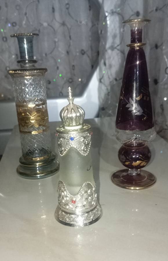 3pc Vintage Arabian Glass Bottles