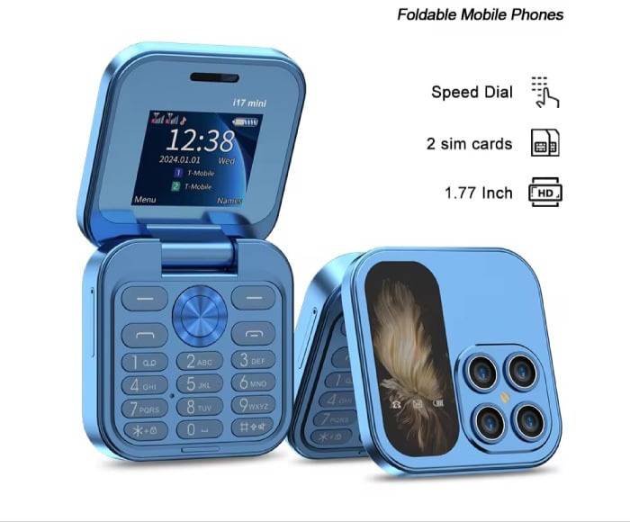 Mini Flip i17 Pro Aka Mini Flip Phone 17 Pro - Blue