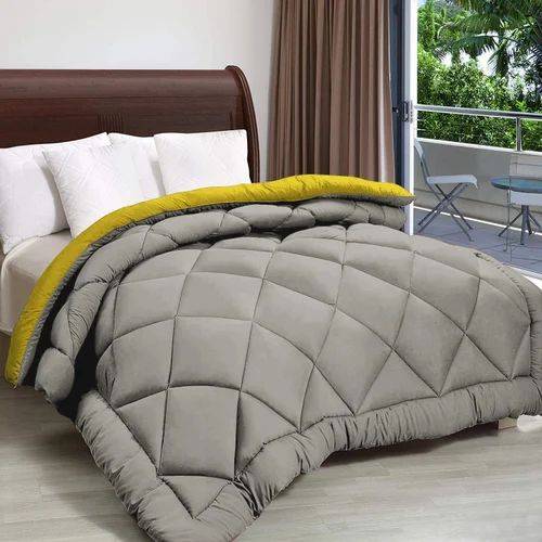 5pc Reversible Comforter Set Queen Yellow /Grey