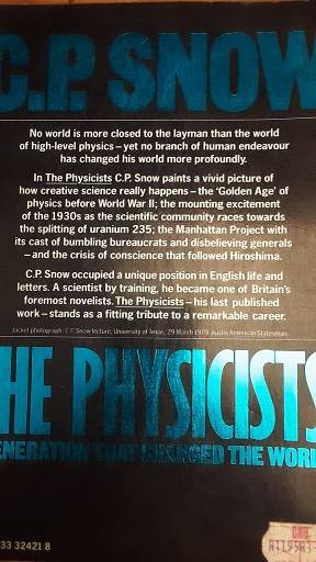 Books  : C P Snow , The Physicists  - paperback