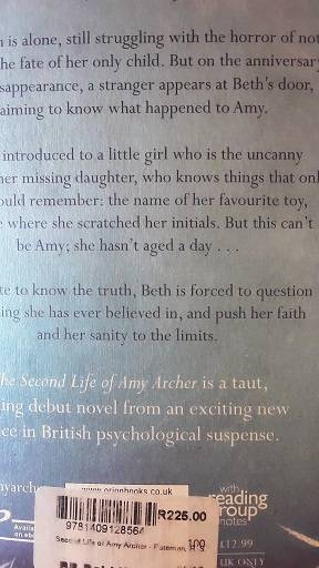 Books : Second Life Of Amy Archer  , PS Pateman ( paperback )