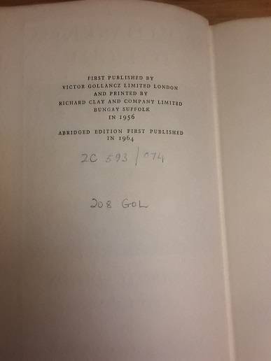 Book :  From Darkness to Light Abridged Editionofv the anthology by Victor Gollancz