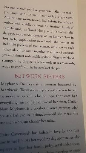 Books :  Between Sisters , Kristin Hannah ( hardcover )