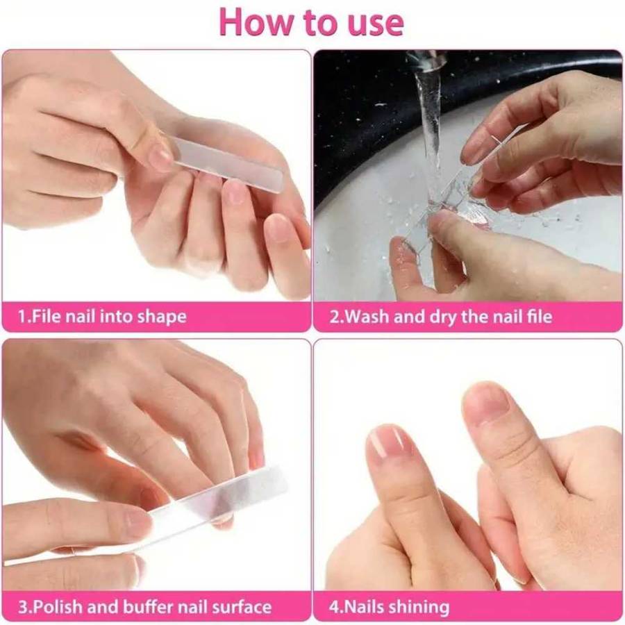 Nano Glass Nail Files  Nail Polishing Files  Glass Nail File Set  3pcs Nail File Kit  Nail Care Tool