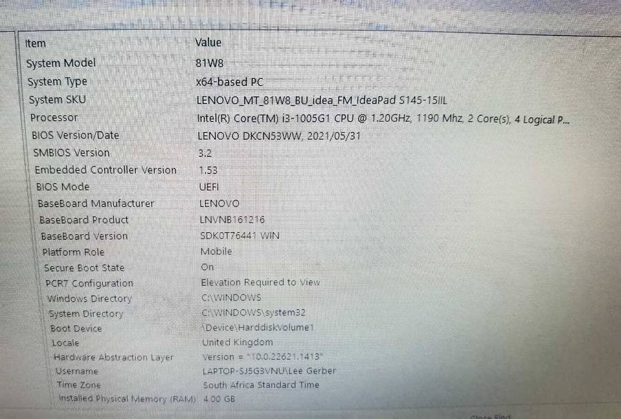 Lenovo 81W8 corei3 8th gen
