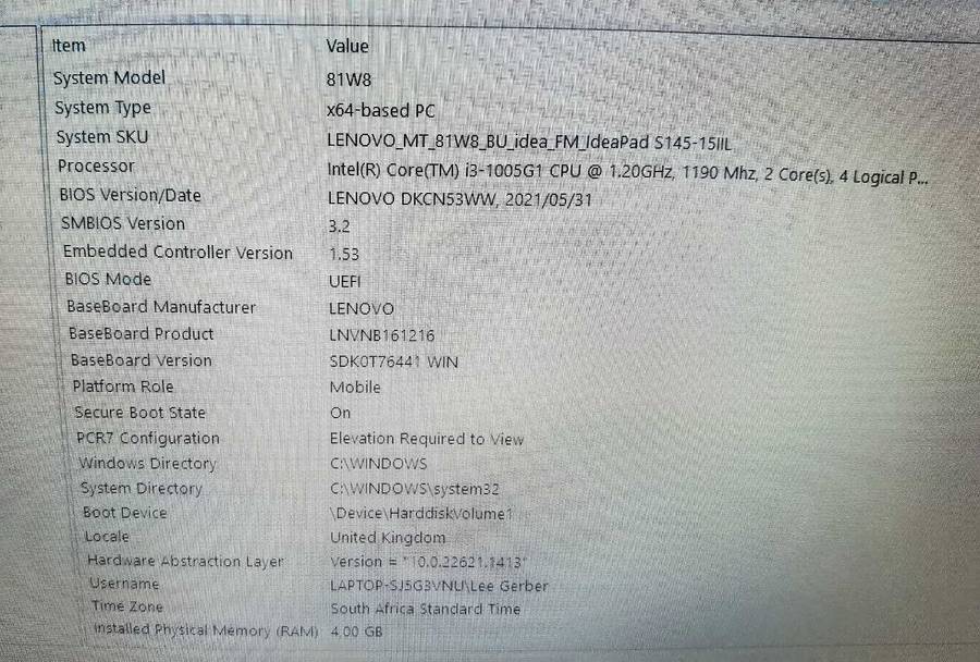 Lenovo 81W8 corei3 8th gen