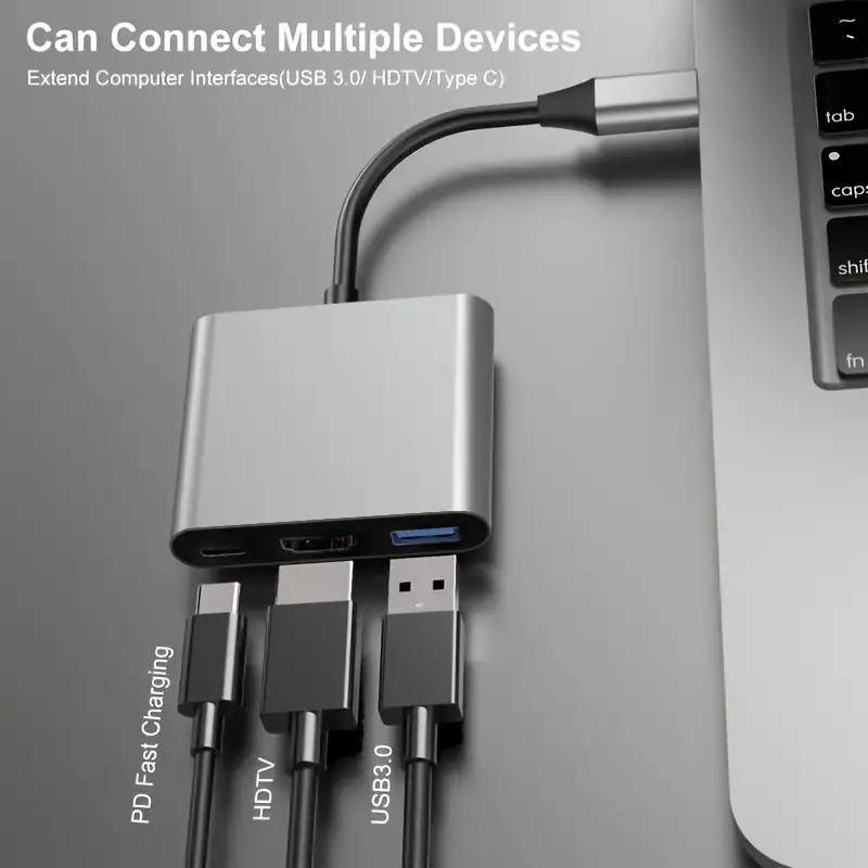 3-in-1 USB-C Hub with 4K HDMI Adapter + PD 100W Charging | High-Speed Connectivity for Laptops