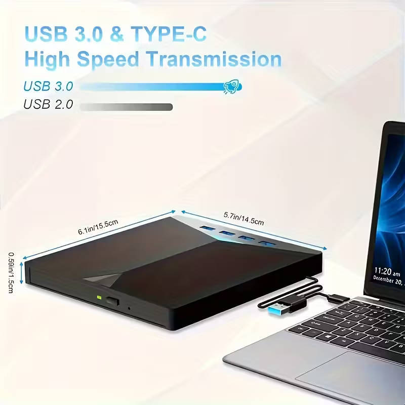 7-in-1 USB 3.0 Portable CD/DVD Burner & RW Drive