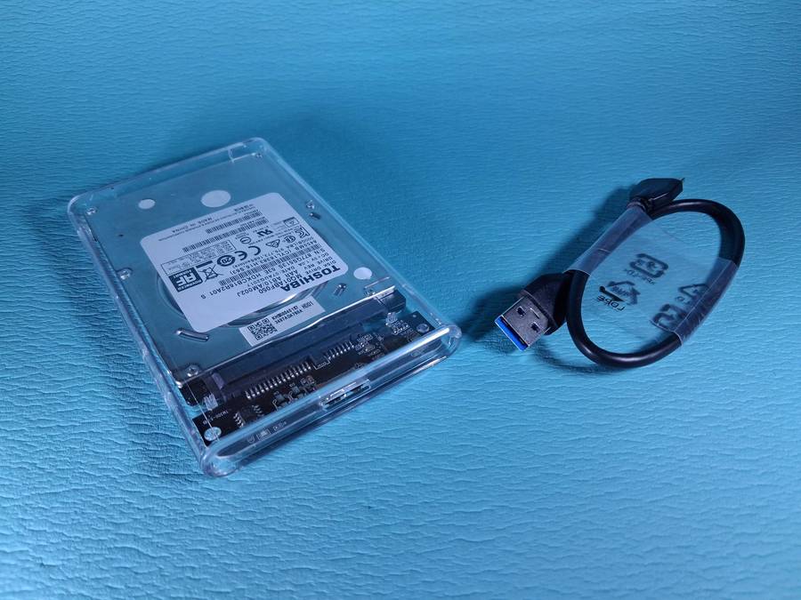 Bundle Deal: Ultra-Fast USB 3.1 Transparent HDD Enclosure + Toshiba 500GB 2.5" Drive