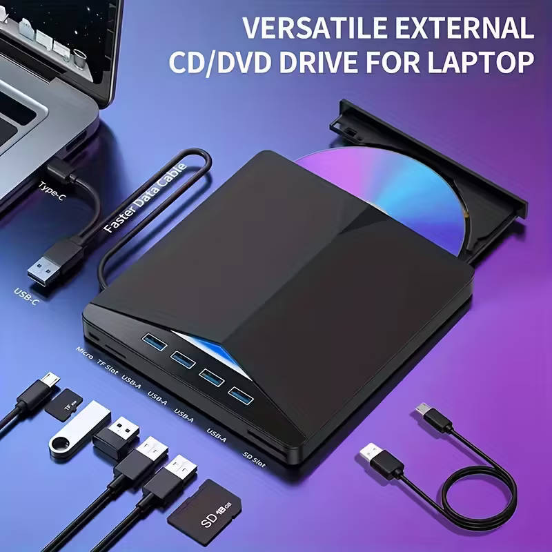 7-in-1 USB 3.0 Portable CD/DVD Burner & RW Drive