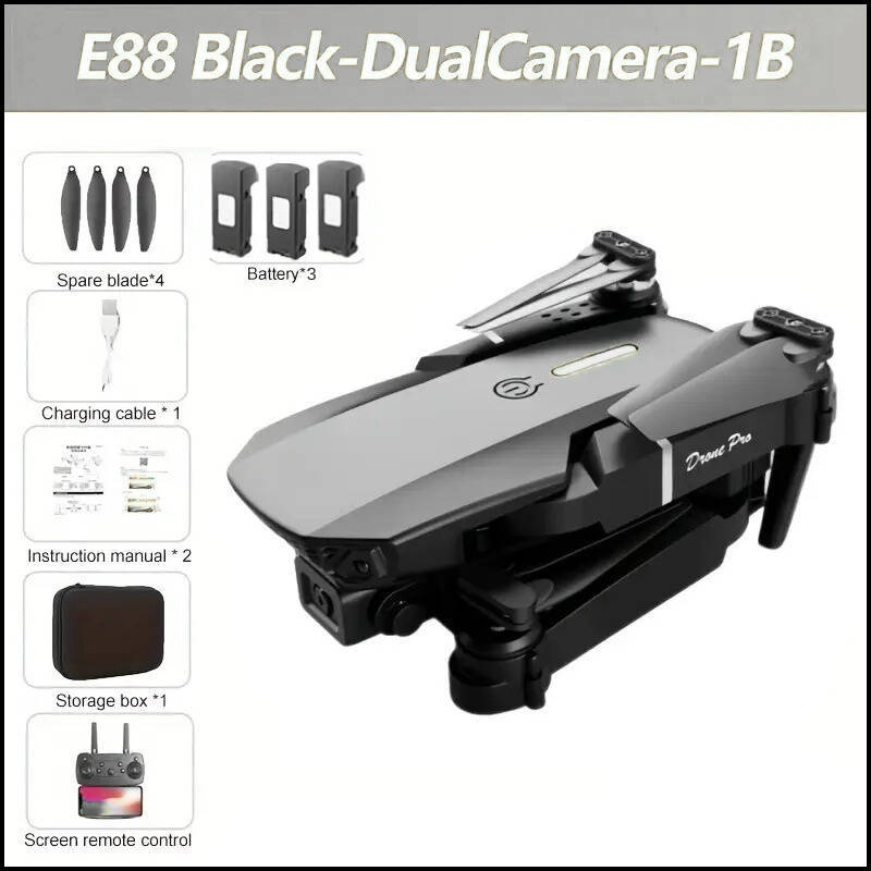 E88 Foldable Training Drone with HD Camera + 3 Batteries Included