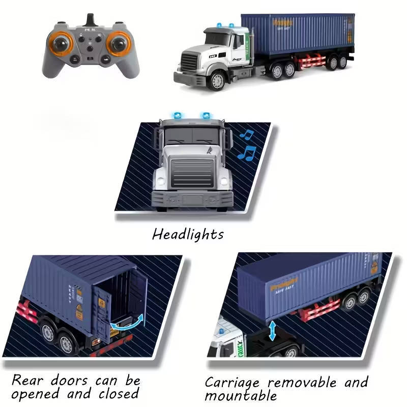 1:12 Scale 9-Channel Remote Control Truck  Music, Lights & Storage Container