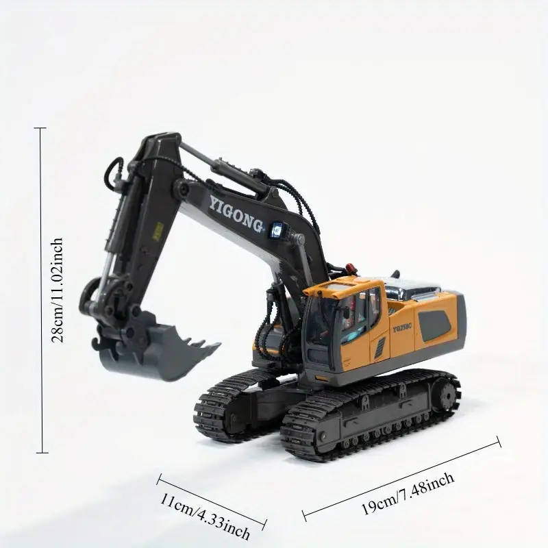 RC Excavator Toy  11CH Hydraulic Arm with Alloy Bucket & Sand-Climbing Power