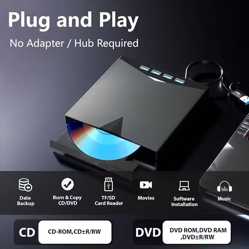 7-in-1 USB 3.0 Portable CD/DVD Burner & RW Drive