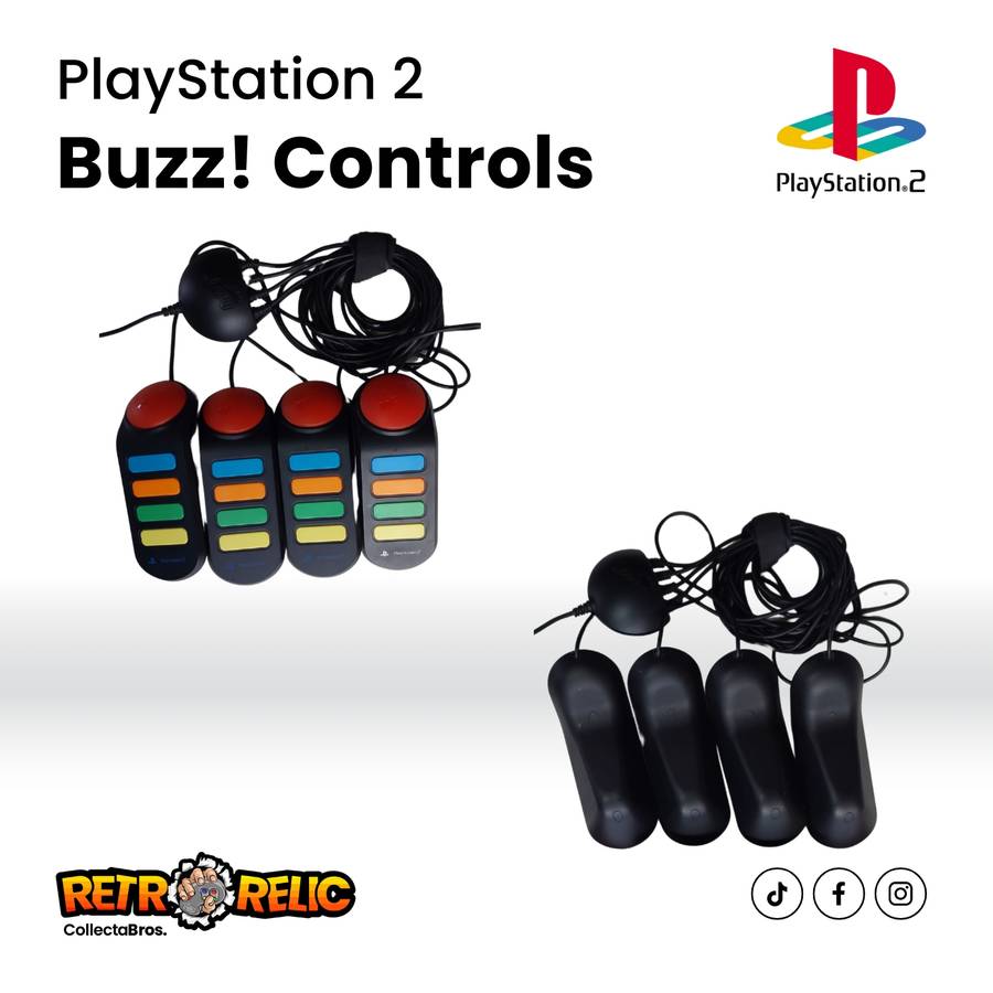 PlayStation Two Buzz Controls Combo includes Three Buzz! PS2 Videogame- Pre-Owned