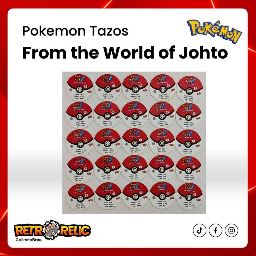 Pokémon Tazo's from the World of Johto (50 Tazo's)