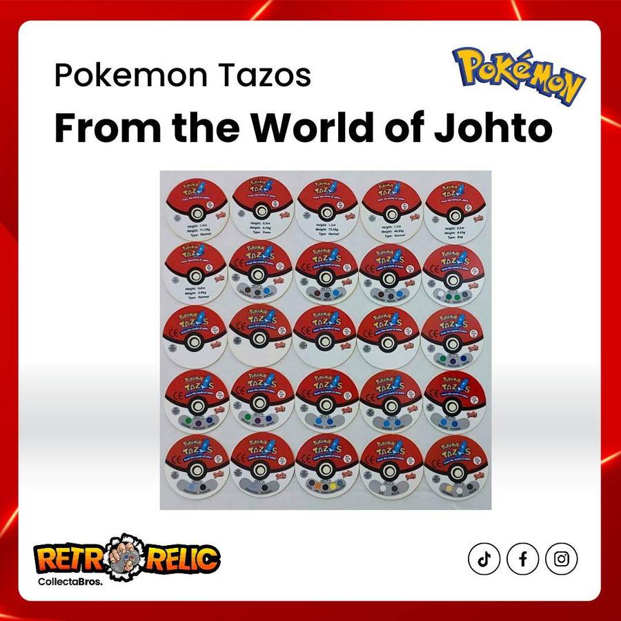 Pokémon Tazo's from the World of Johto (50 Tazo's)
