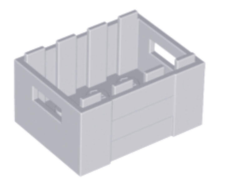 LEGO Container, Crate 3 x 4 x 1 2/3 with Handholds ~ {Light Bluish Grey}
