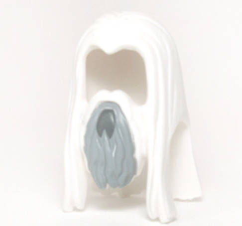LEGO Minifigure Hair Long Straight with Center Part and Beard with Light Bluish Gray and Dark Bluish