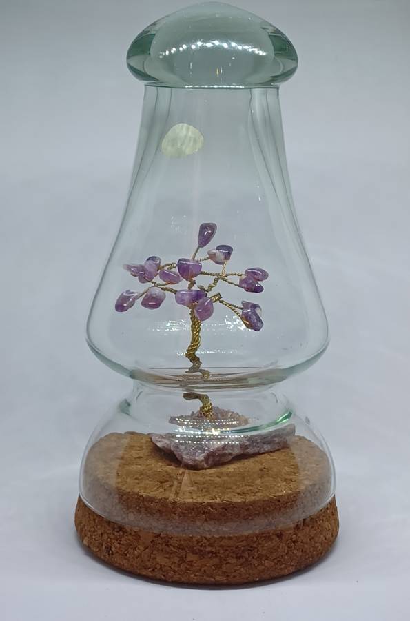 Mini Amethyst Bonsai tree  in Ngwena glass jar
