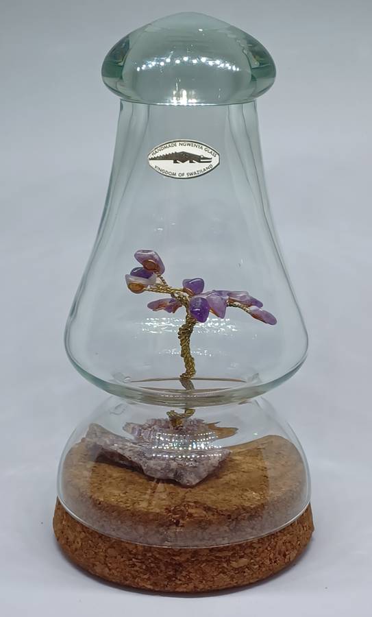 Mini Amethyst Bonsai tree  in Ngwena glass jar