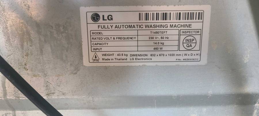 LG fuzzy logic 14.0kg washing machine