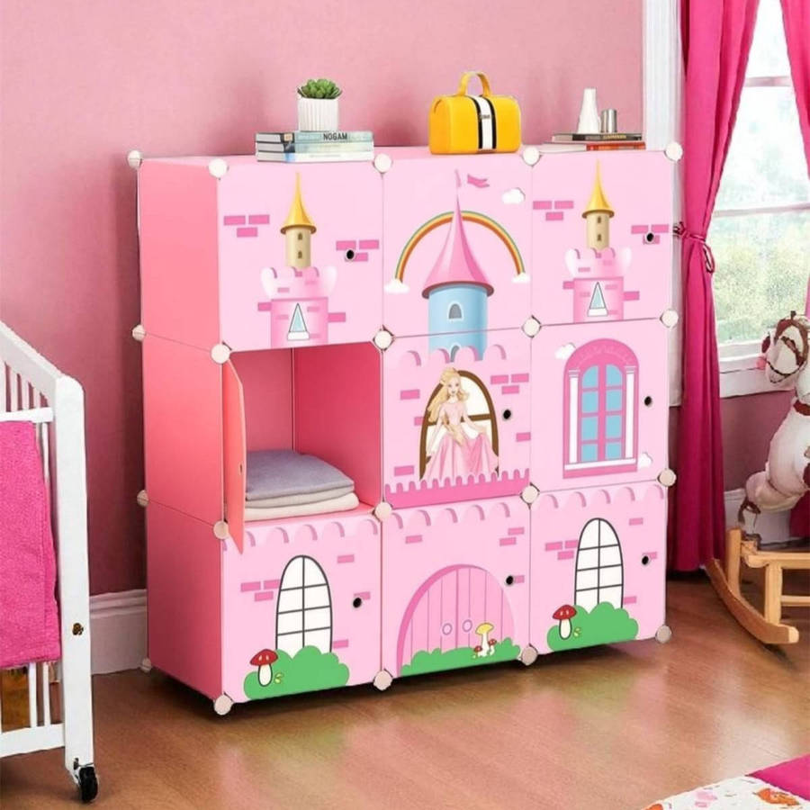9 Grid Childrens Storage Cabinet with Doors  Portable Wardrobe and Home Storage
