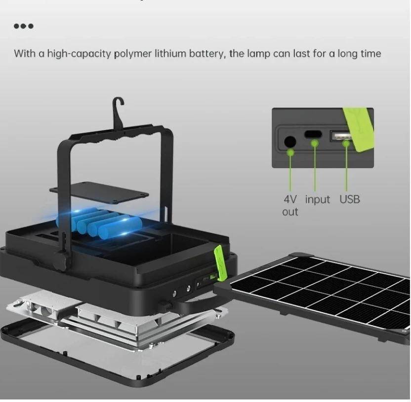 400w Multi-Fonctional Solar Portable Flood Light Build in batteries 14000mah and Solar Panel