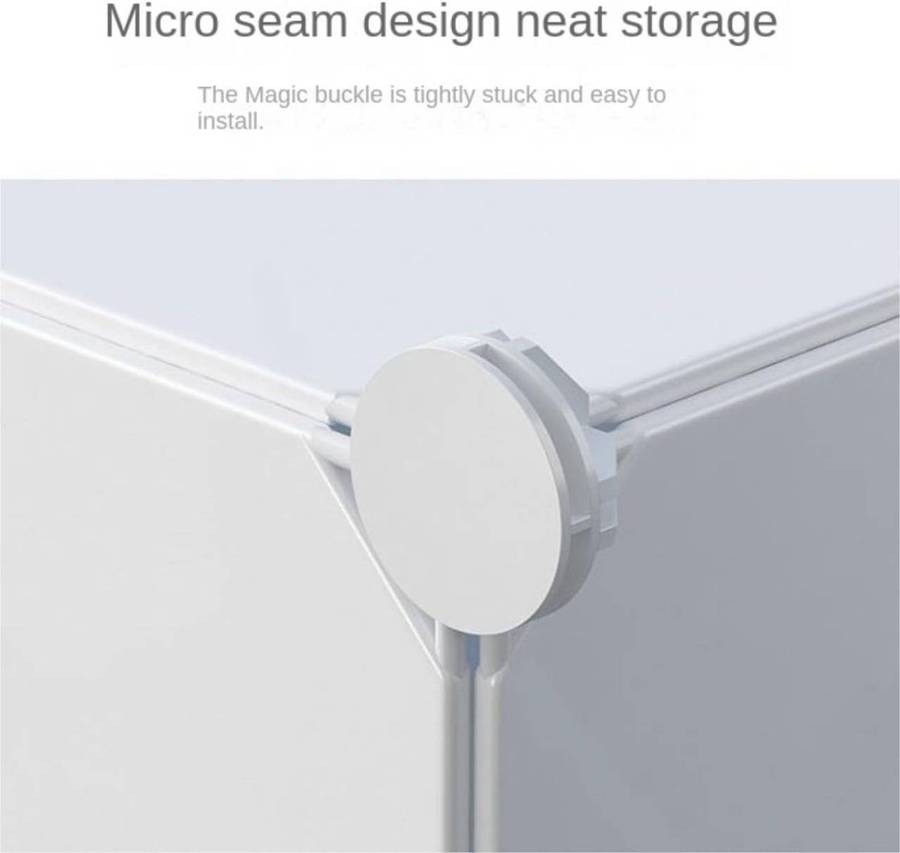 Portable Wardrobe Closet  9 Grid Plastic Combination Wardrobe with Doors and Corner Shelves, Sturdy