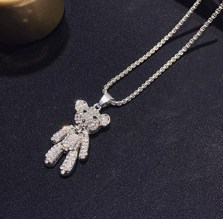 Bear Pendant with Necklace Cute Teddy Bear Design - Best Gift for Women Girl