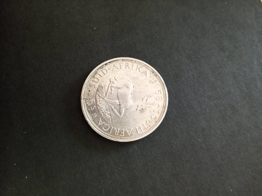 1958 South African Five Shilling Coin